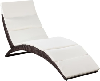 vidaXL Klappbare Sonnenliege mit Auflage Poly Rattan Braun 41808