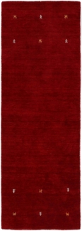 carpetfine Wollteppich Gabbeh Uni, reine Wolle, Rot, 80x400 cm, rechteckig