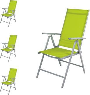 4 Stück Garten Klappstuhl Aluminium - Textilen Silbergrau/Lime