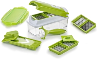 Genius Topf-Set Nicer Dicer Smart Gemüse Obst Schneider, 10 tlg. Zerkleiner für Würfel Mandoline Gemüse Obst Hobel