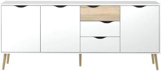 Sideboard NAPOLI Kommode Anrichte Schrank Highboard weiß/Eiche Dekor Landhaus