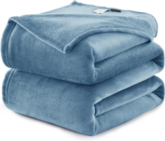 WAVVE Kuscheldecke Flauschig Decke Fleecedecke - Sofadecke Klein Wohndecke Couchdecke, Decke Sofa Weich Grau Blau, Leicht Sofaüberwurf 130x150 cm