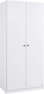 Rauch Möbel Buchholz Schrank abschließbar, Abschließbarer Kleiderschrank in Weiß 2-türig inkl. Zubehörpaket Basic 1 Kleiderstange, 4 Einlegeböden BxHxT 91 x 197 x 54 cm