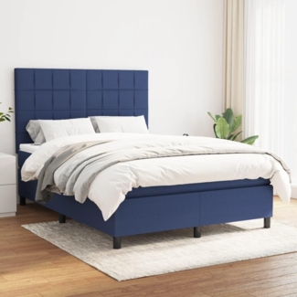 vidaXL Boxspringbett mit Matratze Blau 140x190 cm Stoff, Härtegrad: H2 [3141775]