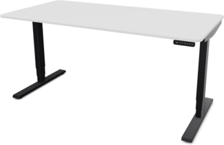 ASSMANN Elektrisch höhenverstellbarer Schreibtisch Y-Line Curved 160x80cm Signalweiß Schwarz Metall Holz