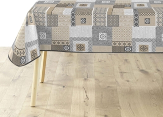 Douceur d'Intérieur, Tischdecke, rechteckig, 140x240 cm, Naturaline, Blau, Baumwolle, Costa