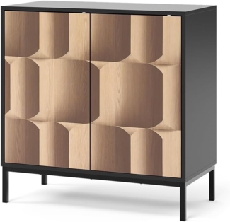 Vicco Sideboard Schwarz/Eiche 80x40 cm mit 2 Türen, Eliza