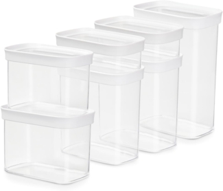 EMSA N1142900 Lebensmittelaufbewahrungsbehälter Rechteckig Set 8,3 l Transparent, Weiß 7 Stück(e)