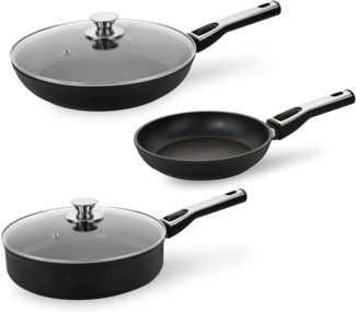 Genius Pfannen-Set Cerafit Plasma Pfanne 5er Set, Aluminium, abnehmbarer Griff