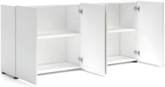 Dmora - Kommode Addis, Wohnzimmerbuffet, Wohnzimmer-Sideboard, Moderne Küchen-Speisekammer, Made in Italy, 180x38h79 cm, Glänzendes Weiß