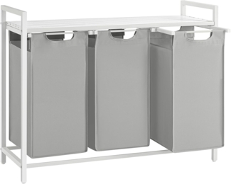Vasagle Wäschekorb, 3 Fächer, mit Ablage, ausziehbar und abnehmbar, 3x38 L