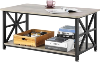 VEVOR Couchtisch Kaffeetisch im Farmhouse-Stil 100 cm, rechteckiger Couchtisch mit offenem Ablagefach, 90,7 kg belastbarer rustikaler Cocktailtisch aus Holz für Wohnzimmer Schlafzimmer Studio