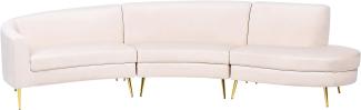 Sofa Samtstoff hellbeige geschwungene Form 4-Sitzer MOSS