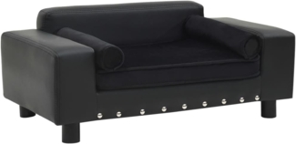 vidaXL Hundesofa, Plüsch und Kunstleder, Schwarz, 31 x 43 x 81 cm