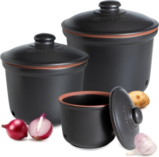 RÖMERTOPF Vorratsdose Frische-Topf 3er Set, Schwarz, Keramik, (Set), aus Naturton