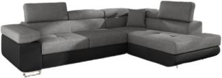 Designer Sofa Tervi mit Schlaf- und Klappfunktion Schwarz/Grau Rechts
