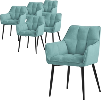 ML-DESIGN Polsterstuhl Esszimmerstuhl mit dickem gepolsterter Sitz Rücken- und Armlehnen (6 St), Wohnzimmerstuhl aus Frotteestoff Petrol Loungesessel Küchenstuhl