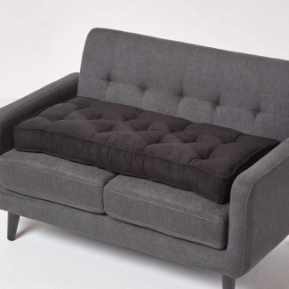 Homescapes Sitzkissen Sofa-Auflage 100x48 cm mit Veloursbezug – dickes Sitzkissen schwarz