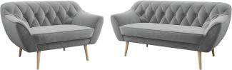 MKS MEBLE Sofa - Moderne Sofa Set 3+2 - Skandinavische Deko Polstersofa - Pirs Zwei Loungesofas - Fünf Personen Grau