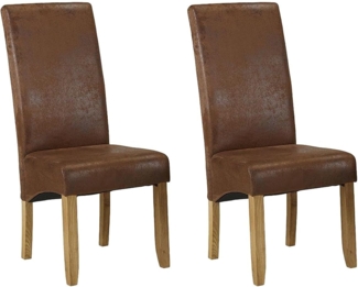 Stuhl 2er-Set Microfaser SANTOS - Helles Holz