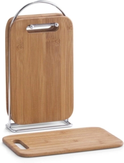 ZELLER 25264 Brettchenständer-Set, 5-tlg, Bambus/Metall, verchromt, ca. 15 x 6,5 x 30 cm