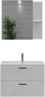 Badmöbel-Set Irma Weiß/Weiß Hochglanz 3 Teile Vicco