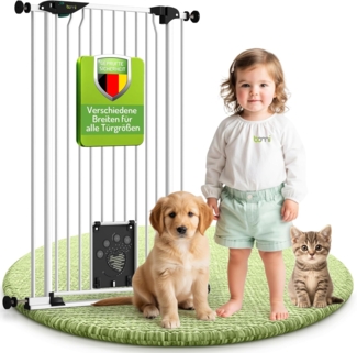 BOMI Türschutzgitter Türschutzgitter mit Katzenklappe Mira 73-161 cm, Zum Klemmen - Ohne Bohren - Extrabreiter Durchgang