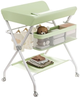 Virimolo Baby Wickelkombi, Klappbare Wickelkommode, Mobil Wickeltisch für Neugeborene und Kleinkinder, Baby Wickelstation mit Rollen bis zu 25 Kg
