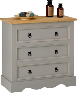 IDIMEX Kommode TEQUILA, Kommode Sideboard Anrichte Schrank Mexiko Stil Kiefer 3 Schubladen gra