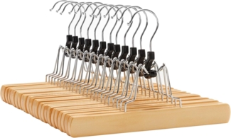SONGMICS Kleiderbügel CRW007-12, (12-tlg), Rockbügel aus Holz, rutschfeste Hosenbügel, mit breiten Klemmbacken