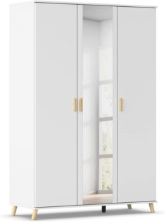 Rauch Möbel Falun Drehtürenschrank Schrank Kleiderschrank Weiss mit Spiegel, 3-türig, inklusive 1 Kleiderstange, 4 Einlegeböden, BxHxT 137 x 203 x 53 cm