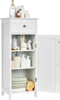 COSTWAY Badezimmerschrank Badschrank weiß, Bodenschrank Toilettenschrank mit verstellbarem Regal & Schublade, Standschrank Midischrank freistehend für Badezimmer Wohnzimmer Küche