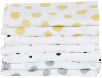 Baby Waschtücher aus Baumwoll-Musselin, Baby Waschlappen - (7 Stück), 30x30 cm, Öko-Tex Standard 100, Kleckse gelb