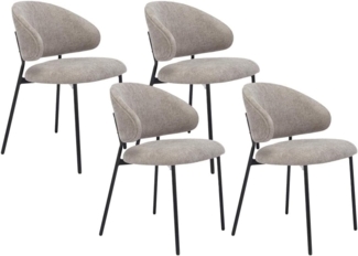Vente-unique - Stuhl 4er-Set - Strukturstoff & schwarzes Metall - Taupe - VOSINIA