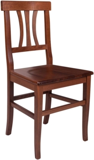 Dmora - Wohnzimmer- oder Küchenstuhl, Landhausstil, Buche massiv, 44x44,5h89 cm, Nussbaumfarbe