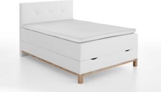 Boxspringbett >Catania< Liegefläche 120x200 cm, weiß, Stellmaß: 122 x 116 x 211 cm (BxHxT)