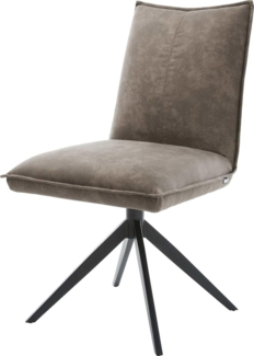 Drehstuhl Lelio-Flex Mikrofaser Taupe Vintage Kreuzgestell breit Schwarz 360° drehbar Wippfunktion Taschenfederkern