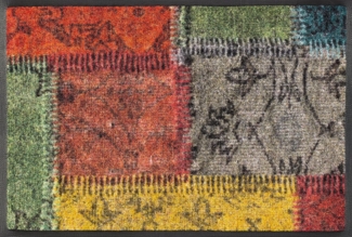 wash+dry by Kleen-Tex Fußmatte Vintage Patches, rechteckig, Höhe: 7 mm, Schmutzfangmatte, modernes Patchwork Design, rutschhemmend, waschbar