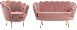 Vente-unique - Couchgarnitur Muschel 2+1 - Samt - Rosafarben - DANDELION