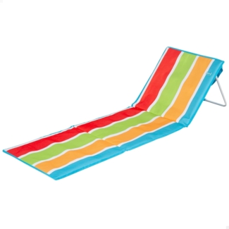 AKTIVE Strandmatte mit Rückenlehne, 155 x 52 x 40 cm, Mehrfarbig, Gepolstert, Tragkraft 110 kg, Faltbar, Stahlrahmen, Oxford-Gewebe, Schultertragegriff, Liegeliege (62681)