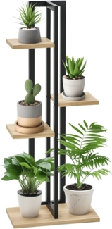 Outsunny Pflanzentreppe aus Holz, mehrstöckig (110 cm hoch Blumenständer, 1 St, 4-Etagen Pflanzenständer), für Garten Balkon, Schwarz+Naturholz