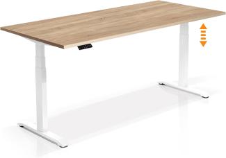 Möbel-Eins OFFICE ONE elektrisch höhenverstellbarer Schreibtisch / Stehtisch, Material Dekorspanplatte weiss 200x80 cm Eiche sonomafarbig