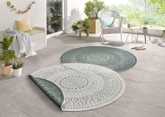 NORTHRUGS Teppich Porto Wendeteppich, rund, Höhe: 5 mm, In-& Outdoor, Wetterfest, Balkon, Garten, Wohnzimmer, Wasserfest