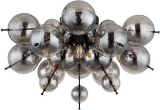 Deckenleuchte, Metall, Glaskugeln Rauchfarben, D 55 cm