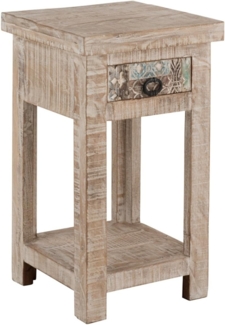 Beistelltisch >Singrauli< in ANTIQUE weiß aus Mangoholz - 35x75x35cm (BxHxT)