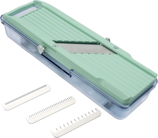 Benriner Küchenreibe Gemüsehobel 64 mm breit grün mit Auffangbehälter BN-3