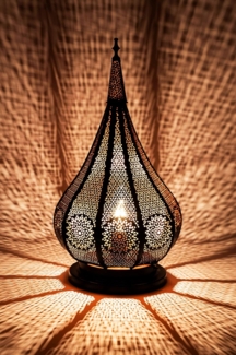 Marrakesch Orient & Mediterran Interior Nachttischlampe Orientalische Tischlampe Lampe Kais Schwarz, Handarbeit