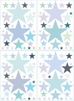 Wandtattoo-Loft Wandtattoo 100 Sterne Pastell-blau