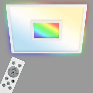 TELEFUNKEN - LED Panel, LED Deckenleuchte, Deckenlampe dimmbar, inkl. Fernbedienung, RGB-Innenbereich und -Backlight, 36 Watt, 3800lm, Timerfunktion, 595x595x63mm (LxBxH) 319506TF Weiß