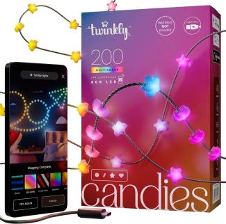 Twinkly Strings Star 200 LED, Sternförmige LED-Lichterkette, RGB LED-Lichter, Kompatibel mit Alexa & Google Home, Gaming-Lichter, Stromversorgung über USB-C, Grünes Kabel, 2 x 6m